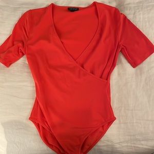 Topshop Half Sleeve Wrap Bodysuit